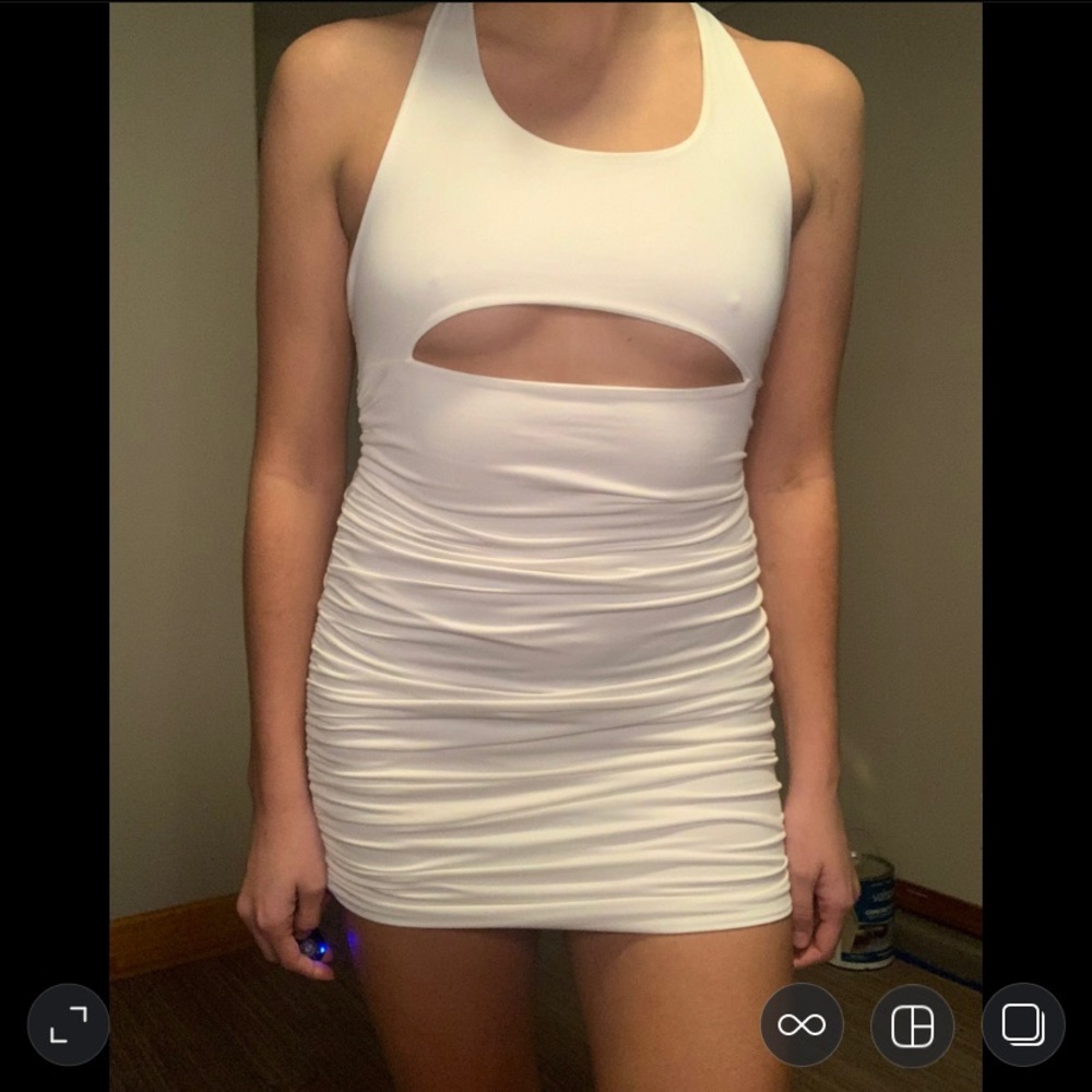 White Ruched Dress